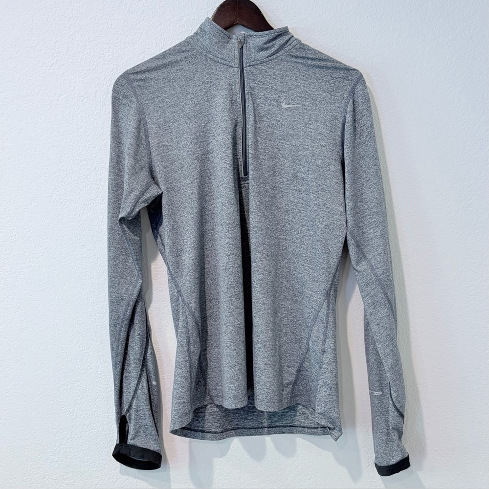 Nike Dri‑FIT Lightweight Half‑Zip Long Sleeve Running Top – Grey, Women’s M